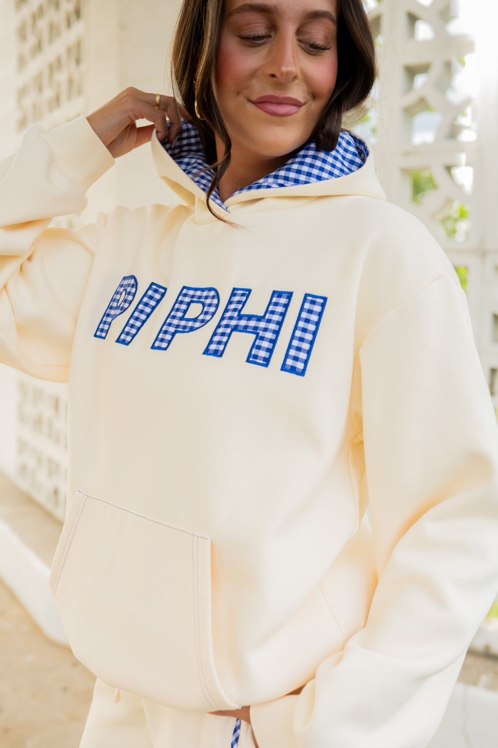 Custom Gingham Appliqué Hoodie + Shorts Set