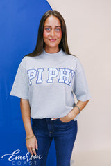 Pi Phi Heather Gray Mock Neck Tee