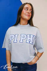 Pi Phi Heather Gray Mock Neck Tee