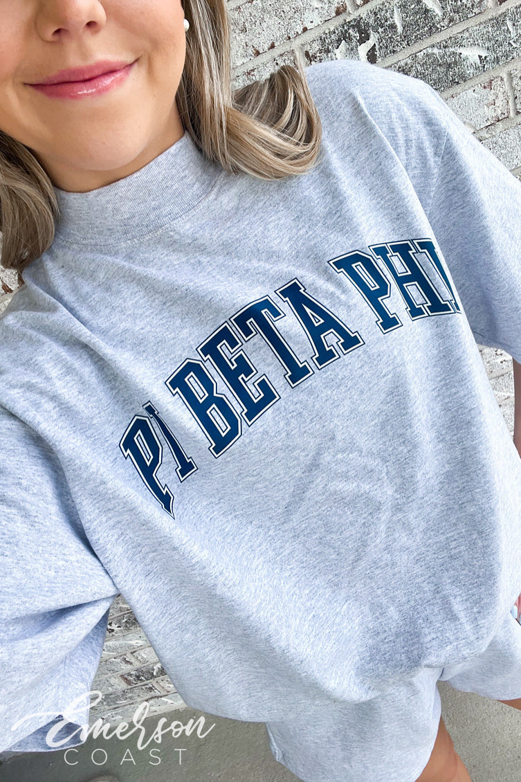 Pi Beta Phi Gray Mockneck and Shorts Set