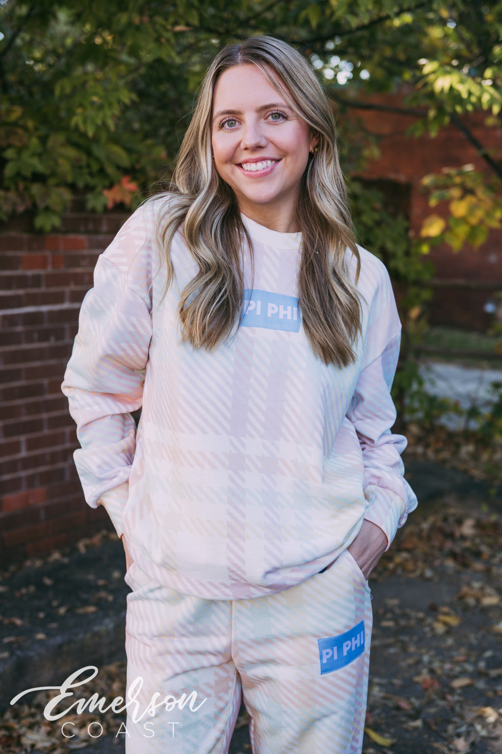 Pi Phi Pastel Plaid Patch Set