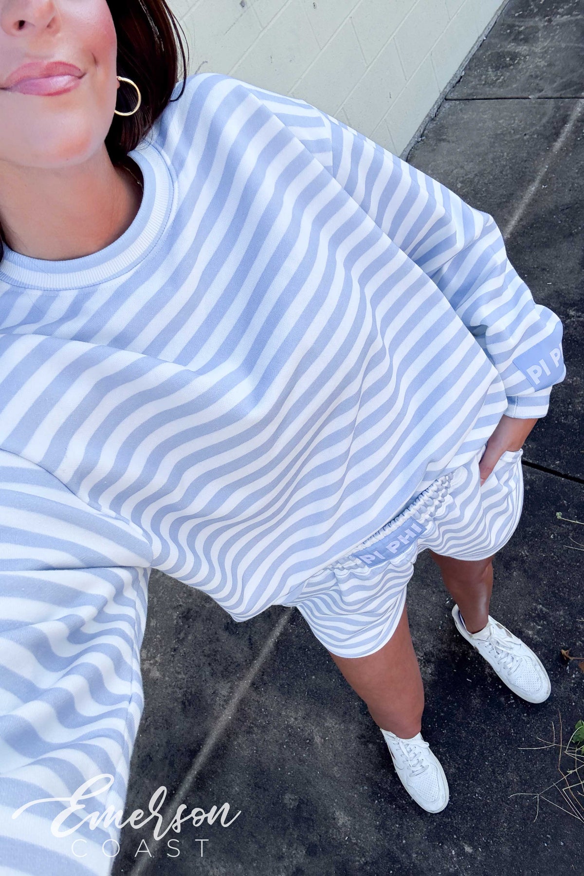 Pi Phi Light Blue Striped Patch Set