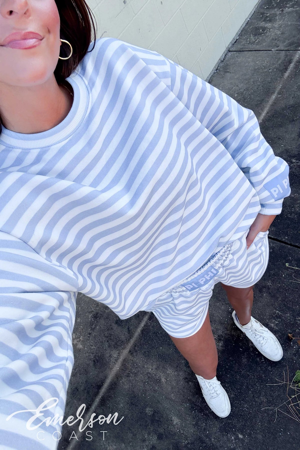 Pi Beta Phi Light Blue Striped Patch Set