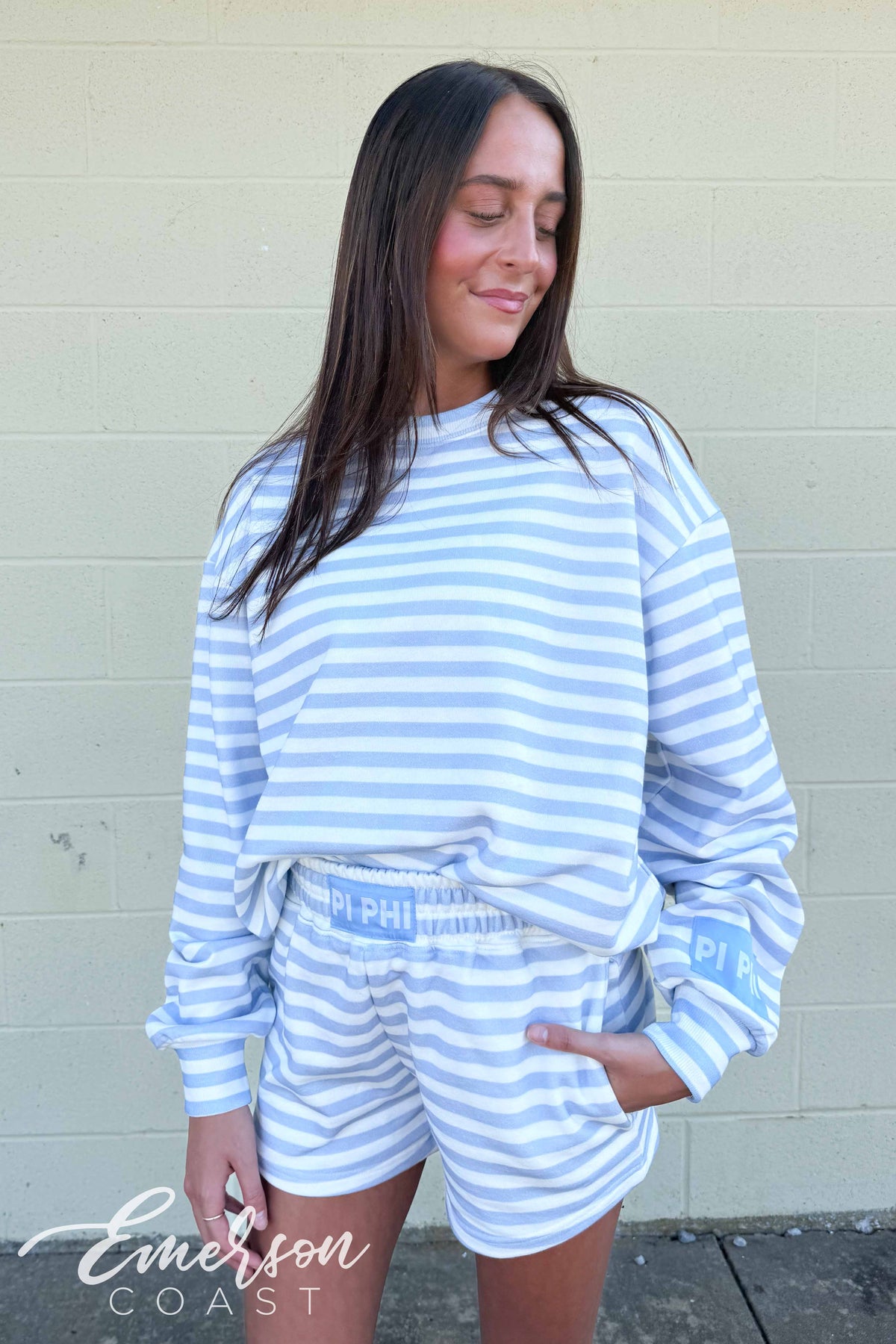 Pi Phi Light Blue Striped Patch Set