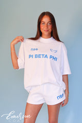Pi Beta Phi White Mock Neck and Shorts Set