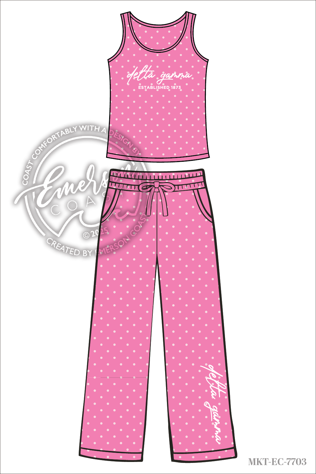 Delta Gamma Pink Polka Dot Tank and Pants Set