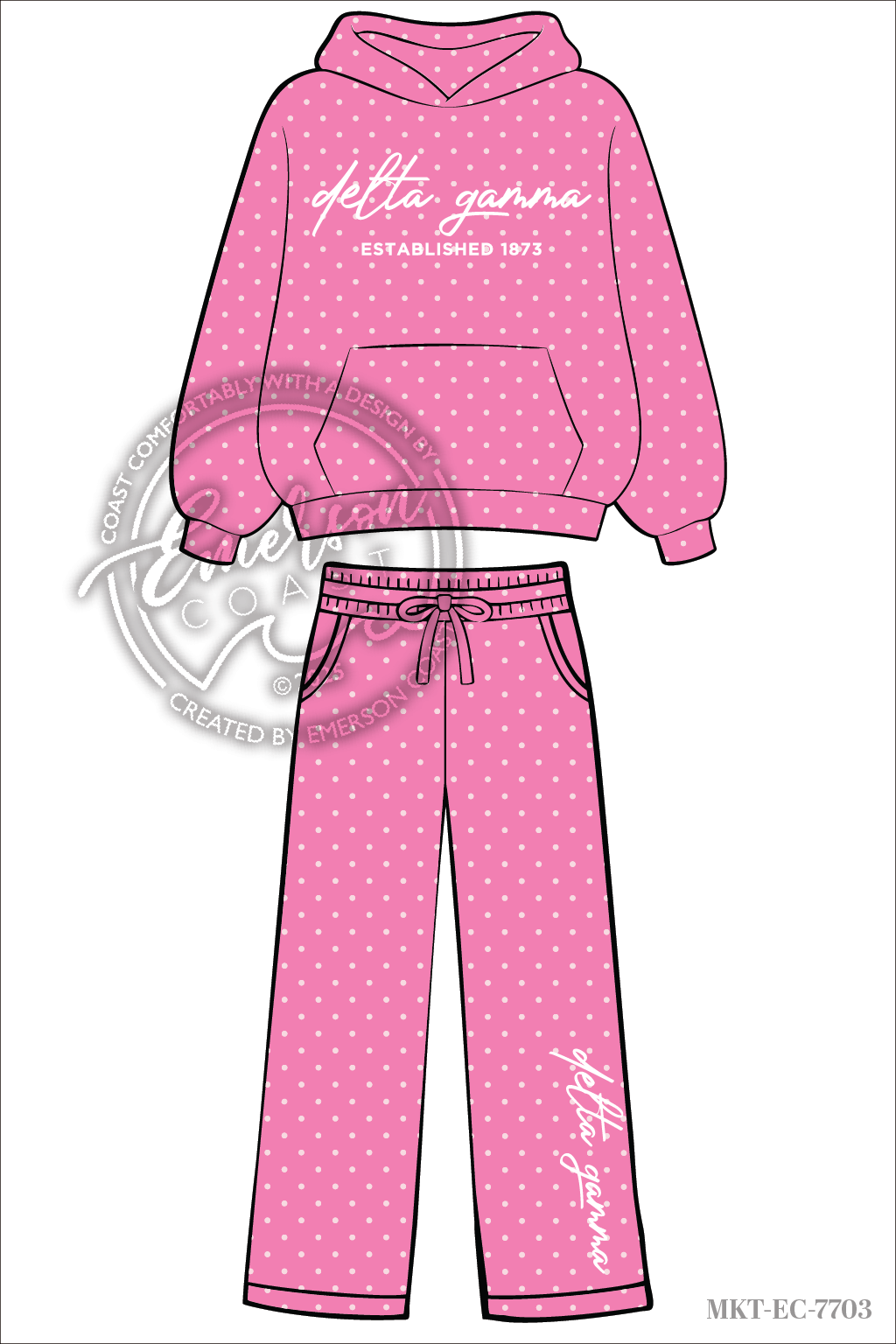 Delta Gamma Pink Polka Dot Hoodie and Pants Set