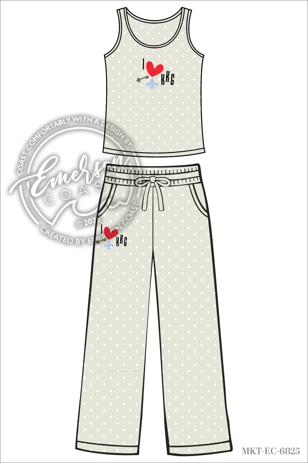 Kappa Cream Polka Dot Tank and Pants Set
