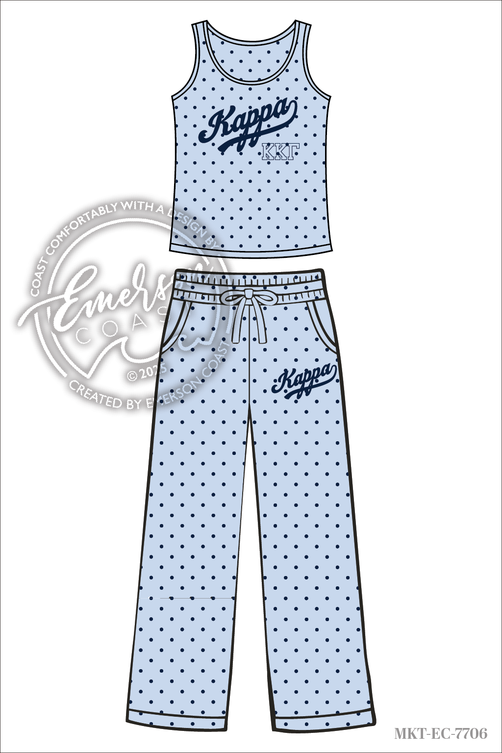 Kappa Blue Polka Dot Tank and Pants Set