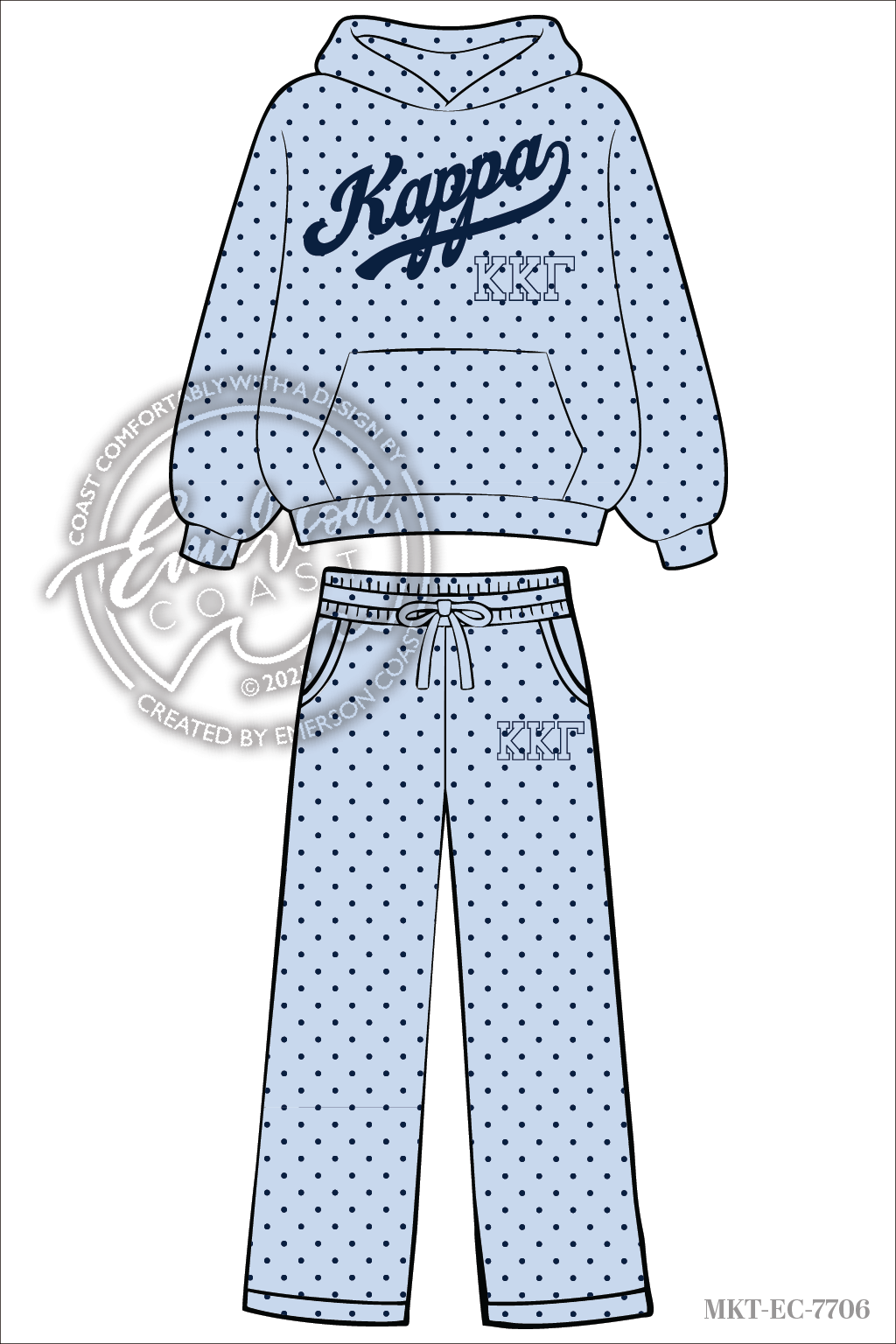 Kappa Blue Polka Dot Hoodie and Pants Set
