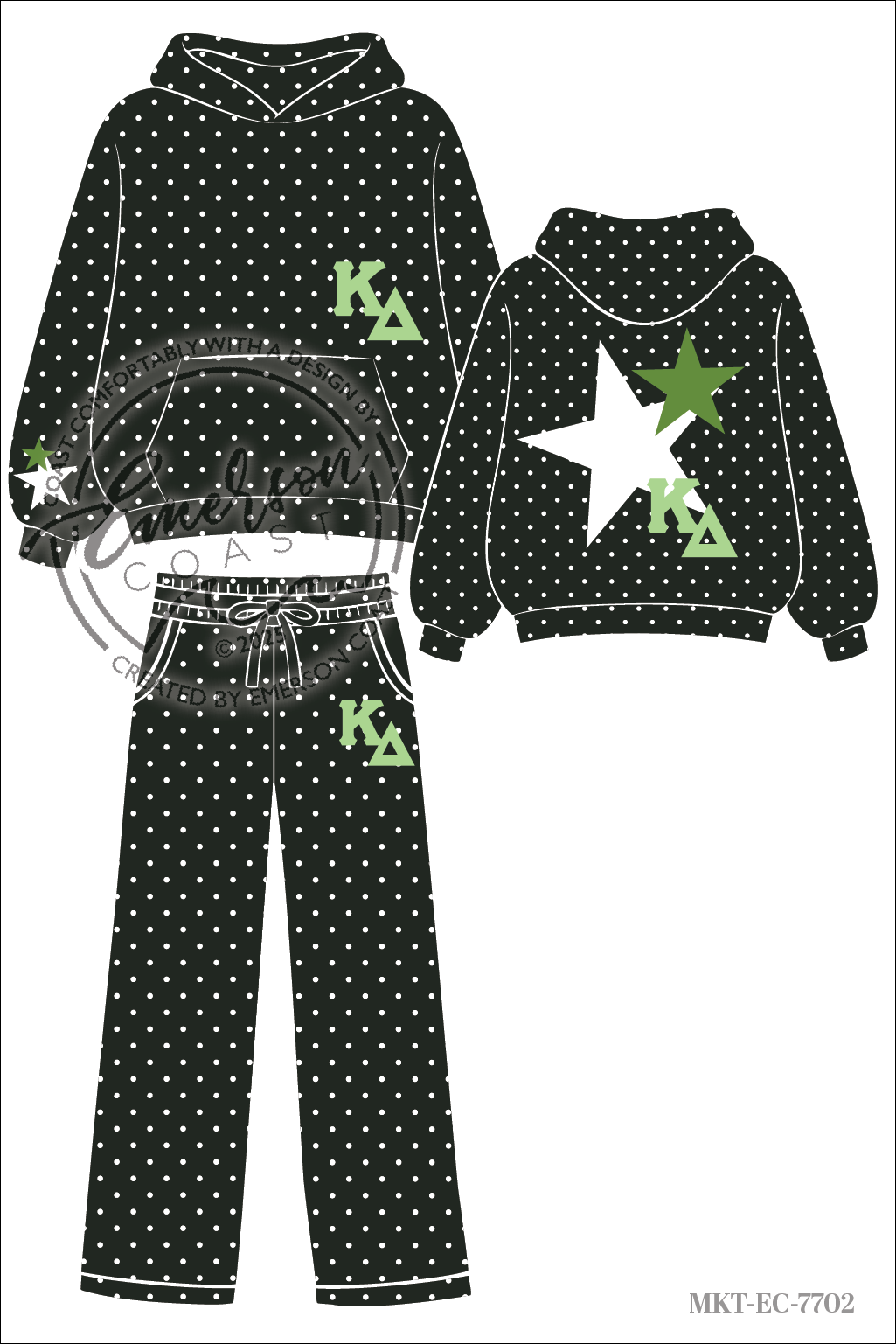 Kappa Delta Green Polka Dot Hoodie and Pants Set
