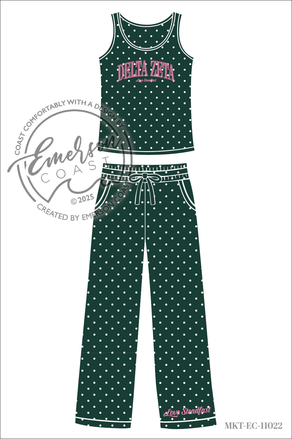 Delta Zeta Green Polka Dot Tank and Pants Set
