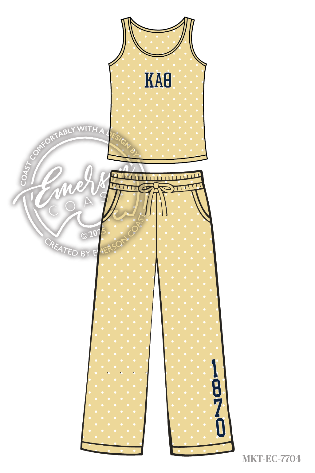 Theta Yellow Polka Dot Tank and Pants Set