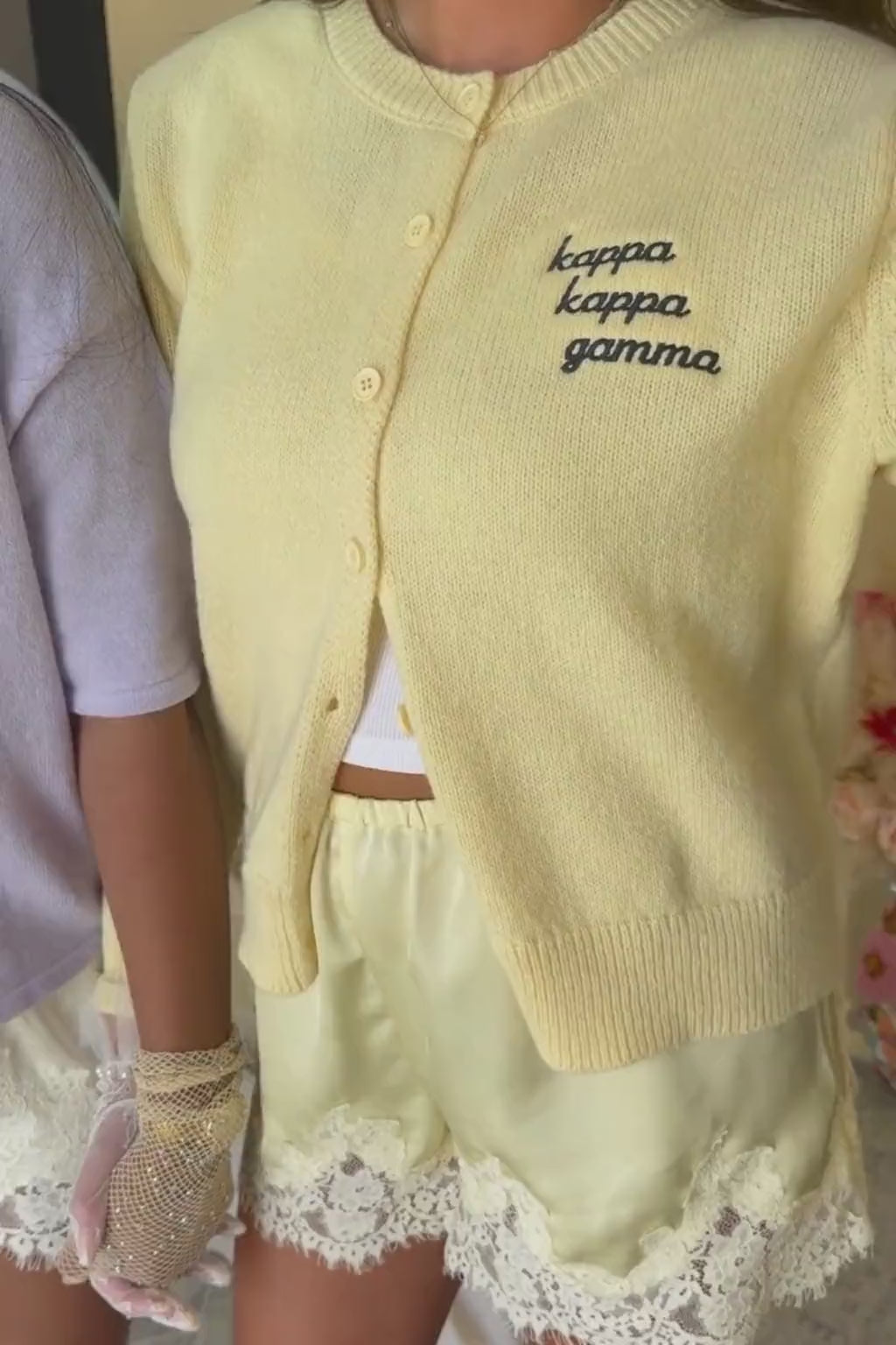 Kappa Kappa Gamma Embroidered Light Yellow Cardigan