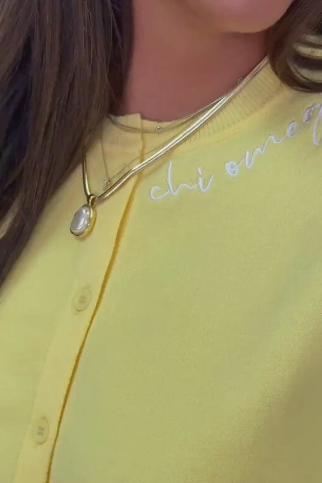 Chi Omega Embroidered Yellow Cardigan