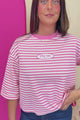 Phi Mu Pink Striped Tie-Back Top