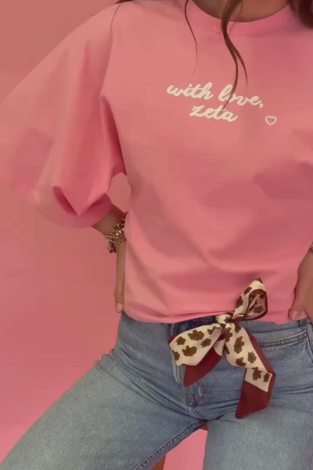 Zeta Pink Bell Sleeve Tee