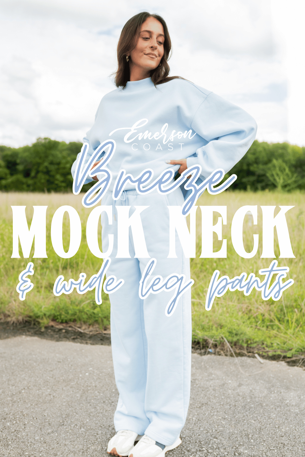 Emerson Coast Breeze Mock Neck & Wide Leg Pant Set