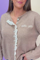 Delta Zeta Embroidered Lace Trim Cardigan