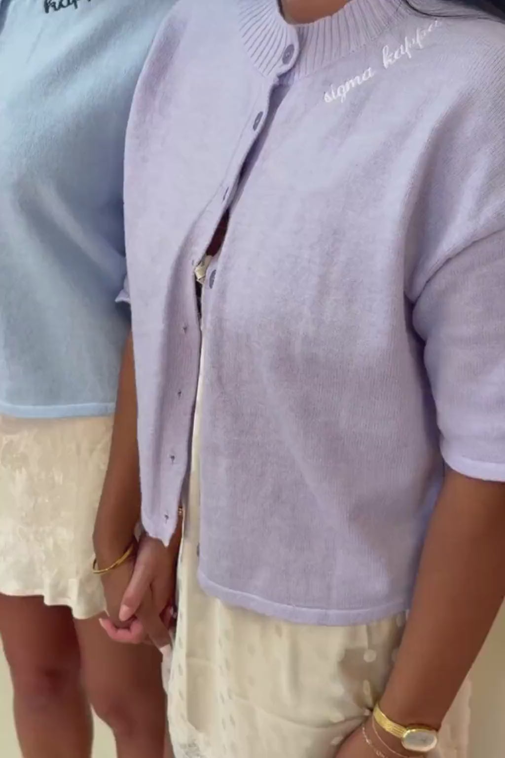 Kappa Light Blue Embroidered Short Sleeve Cardigan