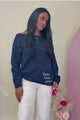 Kappa Navy Embroidered Off Shoulder Sweater