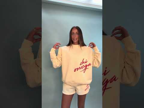 Chi Omega Script Cream Mockneck & Shorts Set