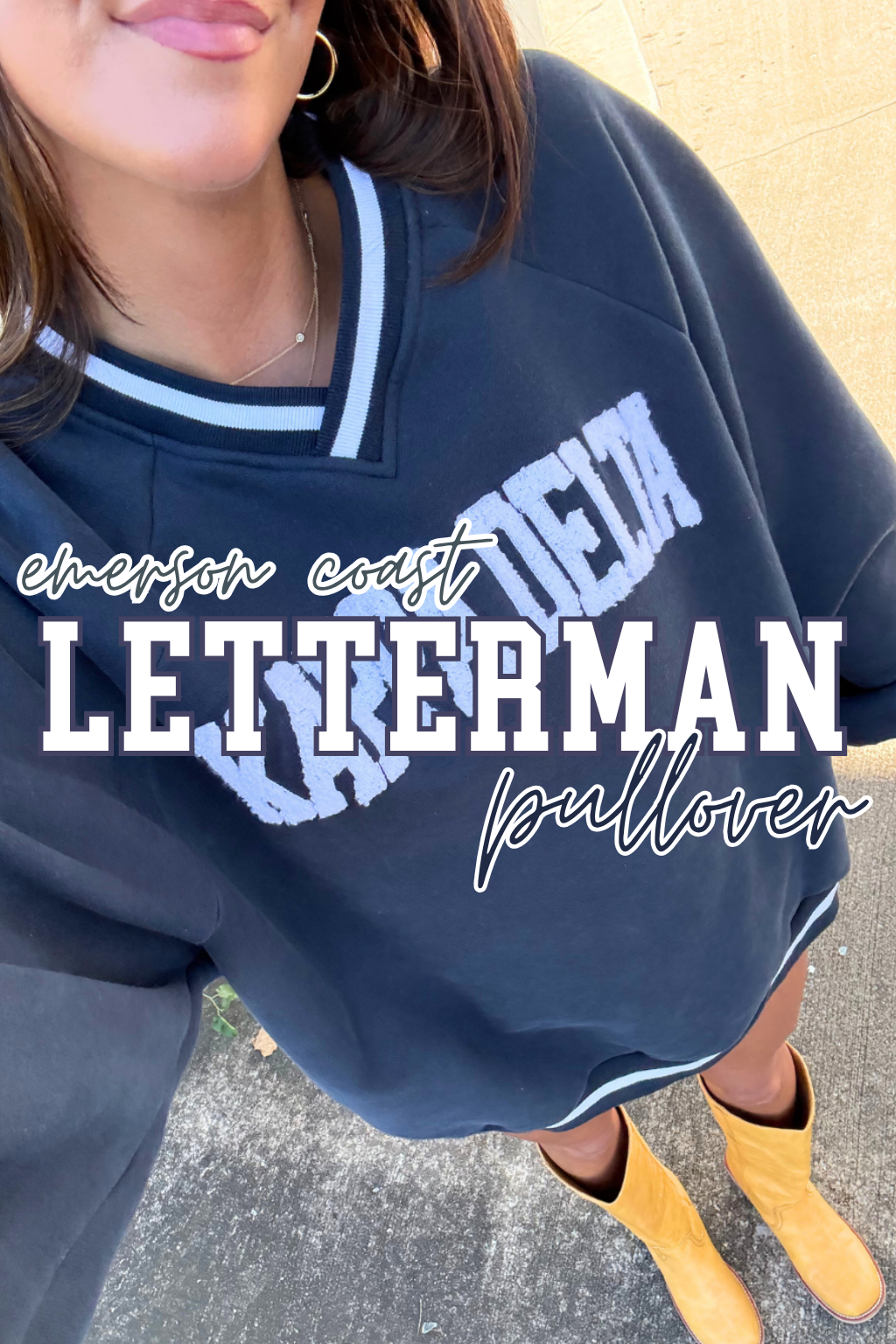 Kappa Delta Towel Embroidered Letterman Vneck