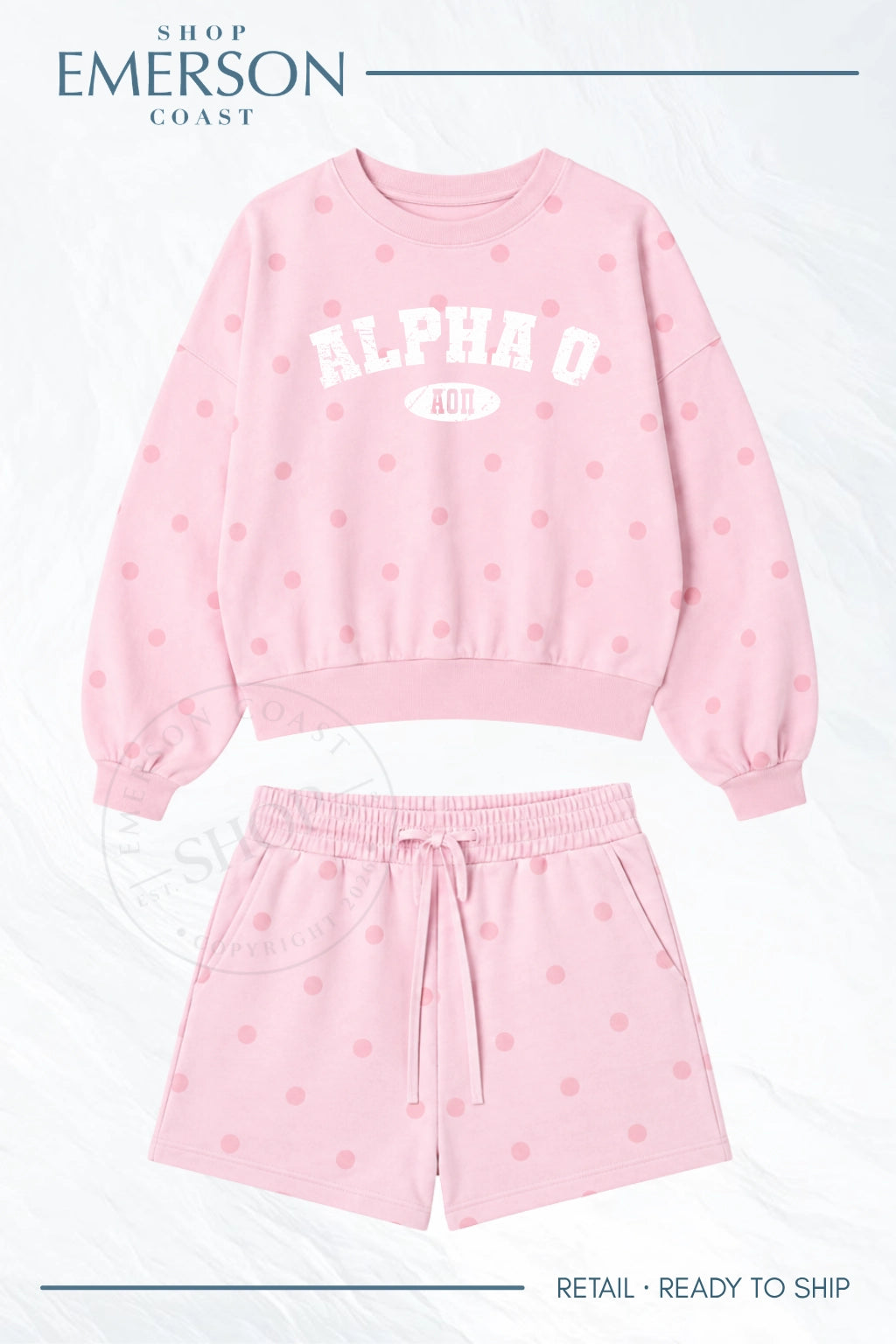 Alpha O Pink Polka Dot Set