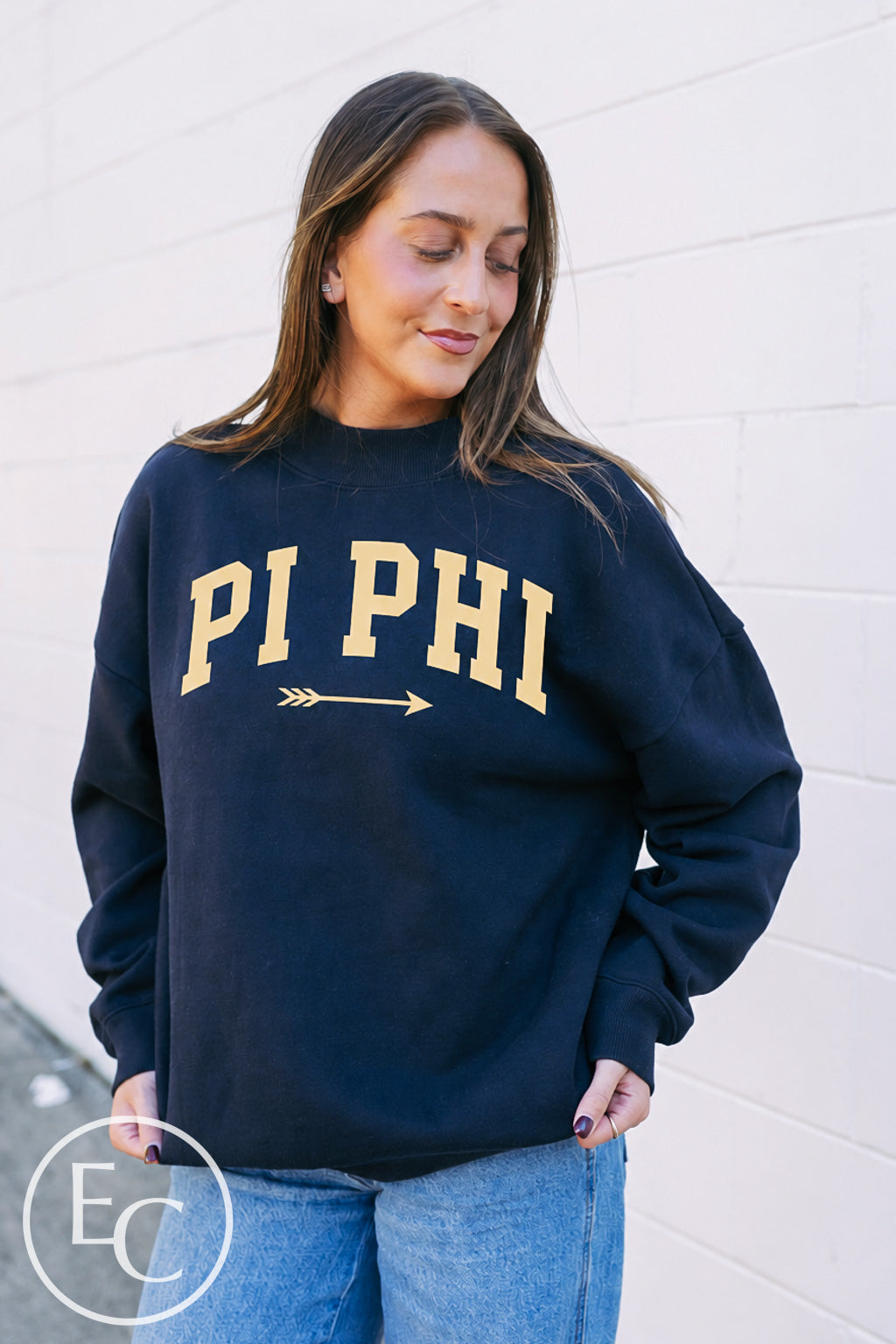 Pi Beta Phi Arrow Light Yellow Screenprint Mockneck