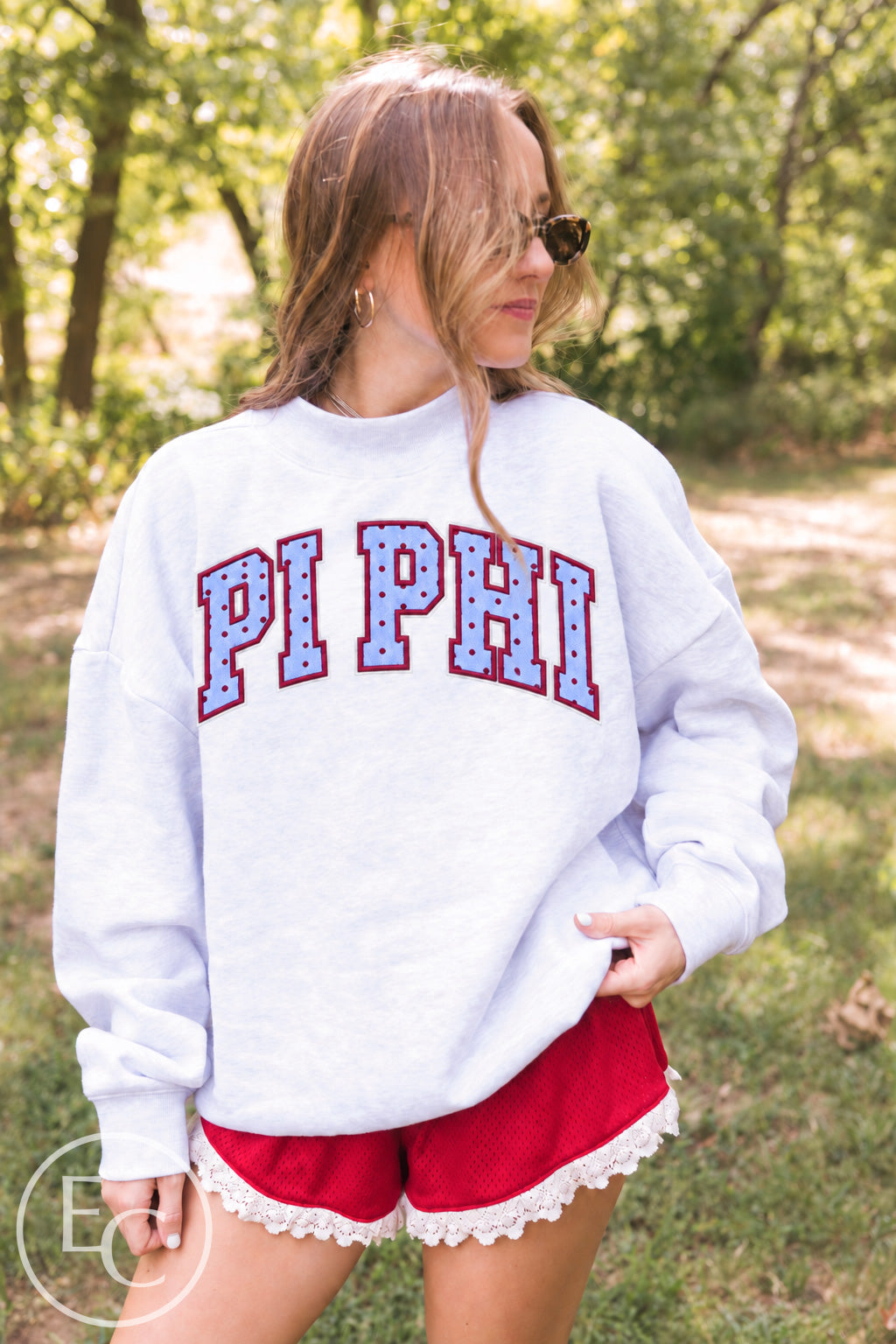 Pi Beta Phi Ash Gray Polka Dot Applique