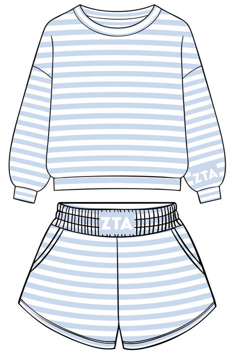 Zeta Tau Alpha Light Blue Striped Patch Set