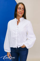 Kappa White Ruffle Button Down Shirt