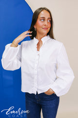 Kappa White Ruffle Button Down Shirt