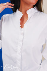 Kappa White Ruffle Button Down Shirt
