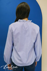 Kappa Blue Ruffle Button Down Shirt