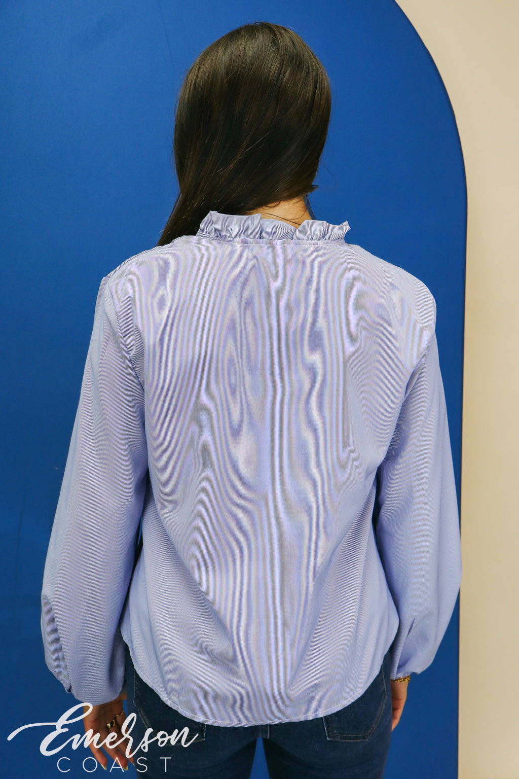 Kappa Blue Ruffle Button Down Shirt