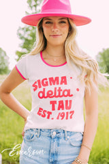 Sigma Delta Tau Pink Baby Ringer