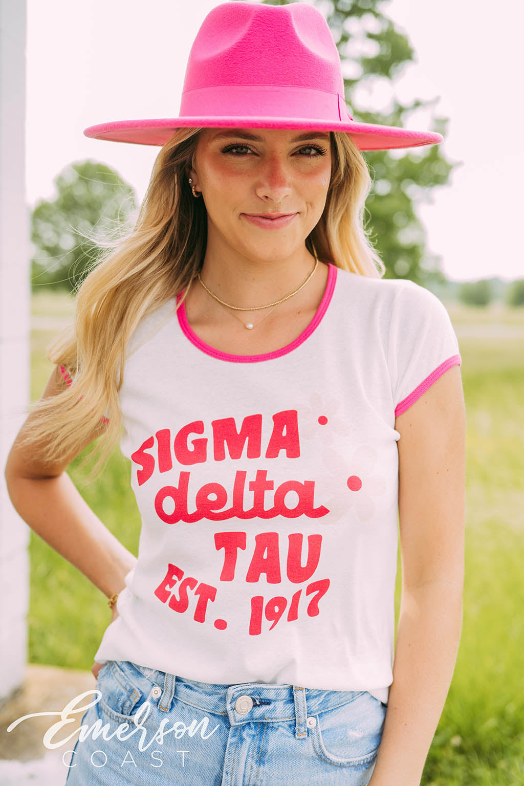 Sigma Delta Tau Pink Baby Ringer