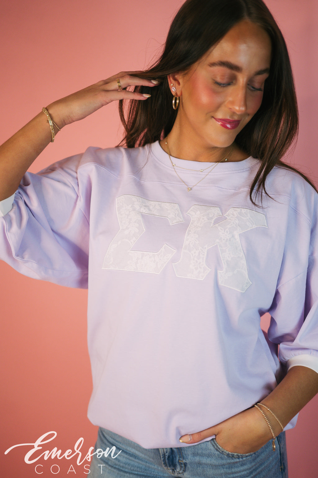 Sigma Kappa Lavender Lace Letter Jersey