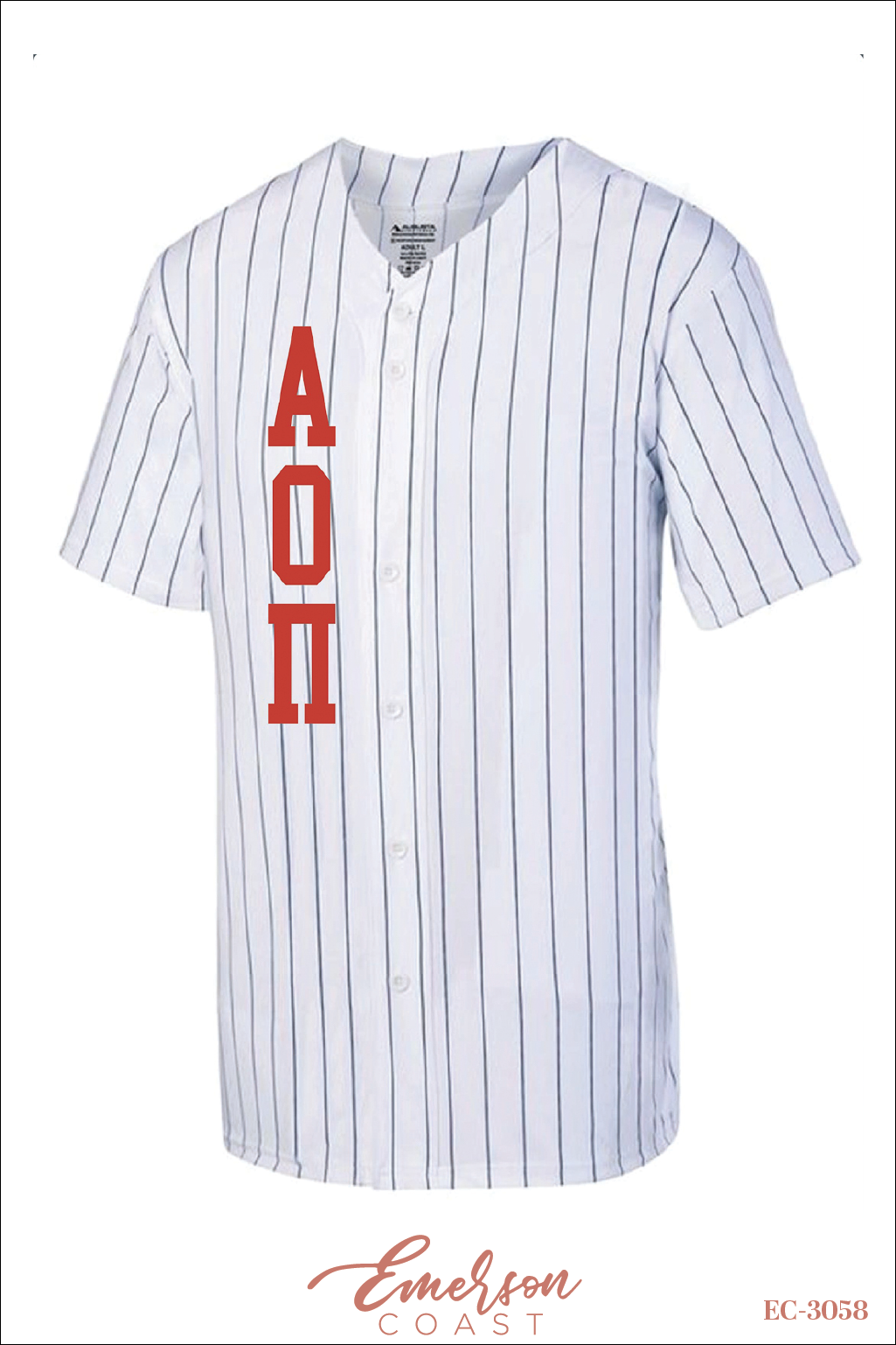 Alpha Omicron Pi Black Pinstripe Baseball Jersey