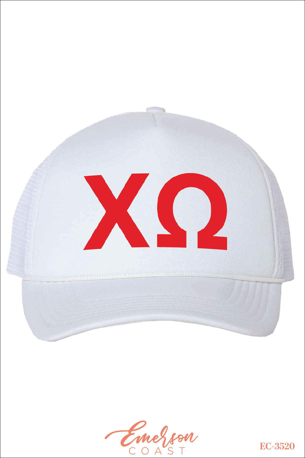 Chi Omega Red Letters Trucker Hat