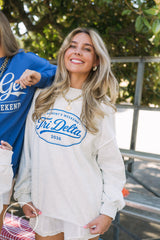 Tri Delta Simple Parents Weekend Light Gray Reversible Mockneck