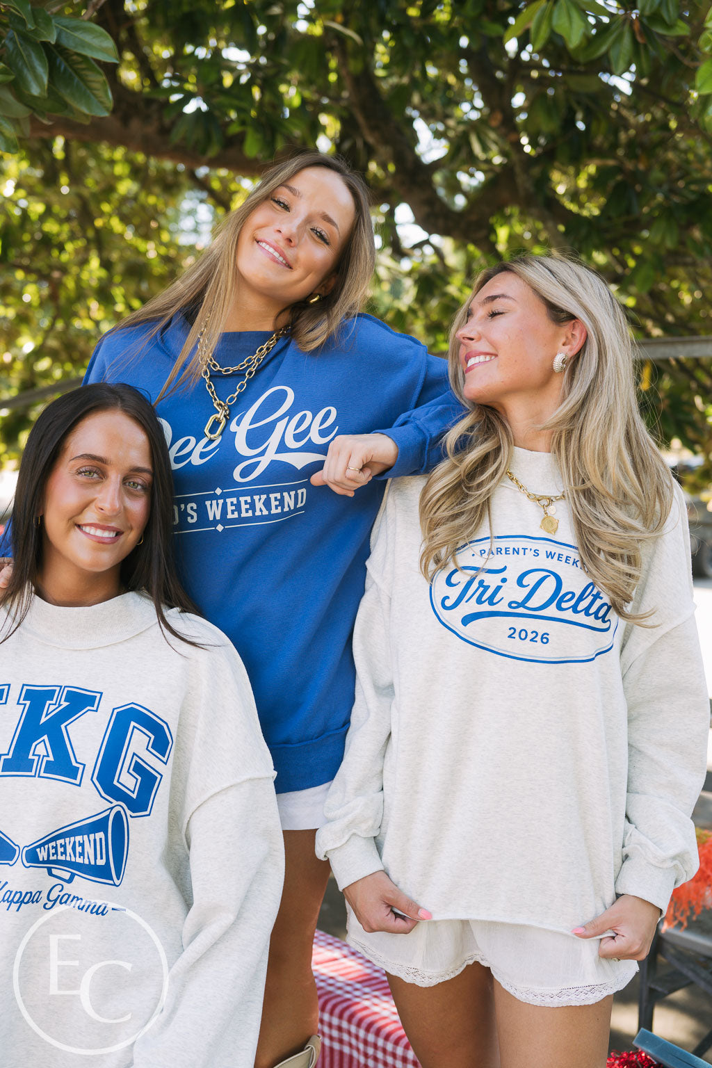 Tri Delta Simple Parents Weekend Light Gray Reversible Mockneck