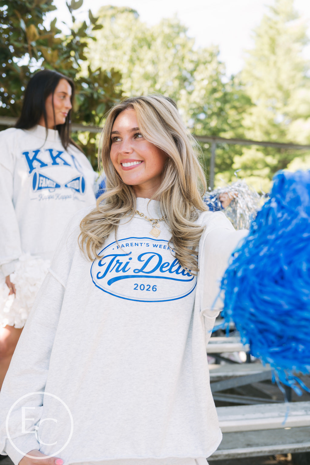 Tri Delta Simple Parents Weekend Light Gray Reversible Mockneck