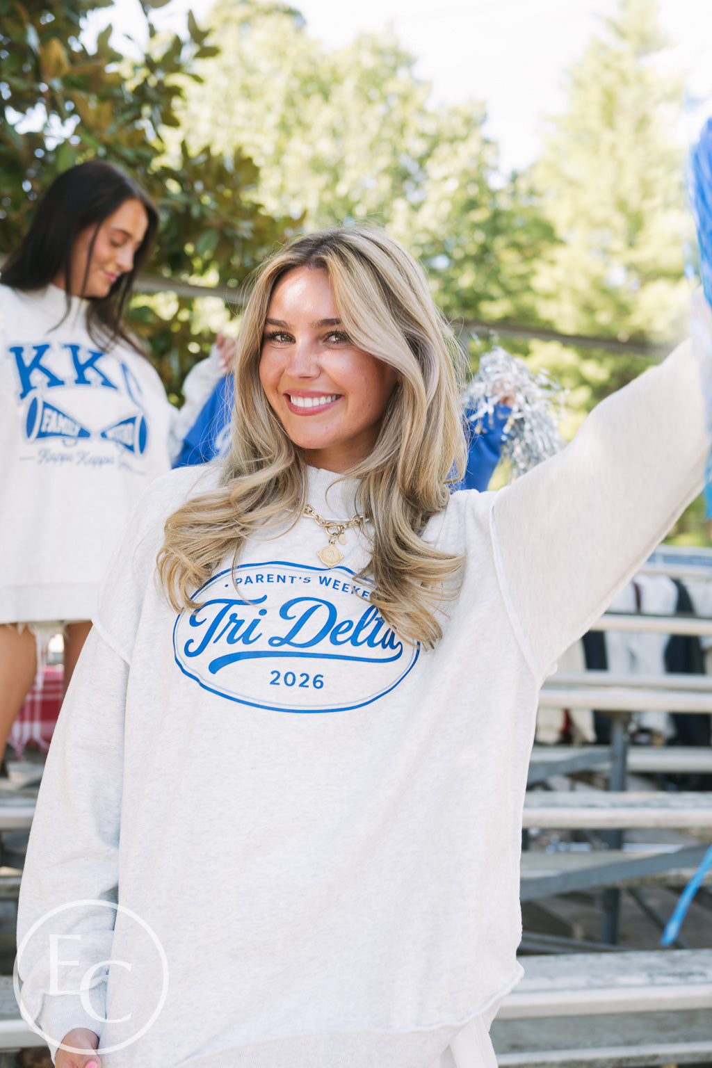 Tri Delta Simple Parents Weekend Light Gray Reversible Mockneck