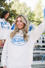 Tri Delta Simple Parents Weekend Light Gray Reversible Mockneck