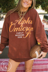 Alpha Omicron Pi Family Weekend Dark Maroon Mockneck