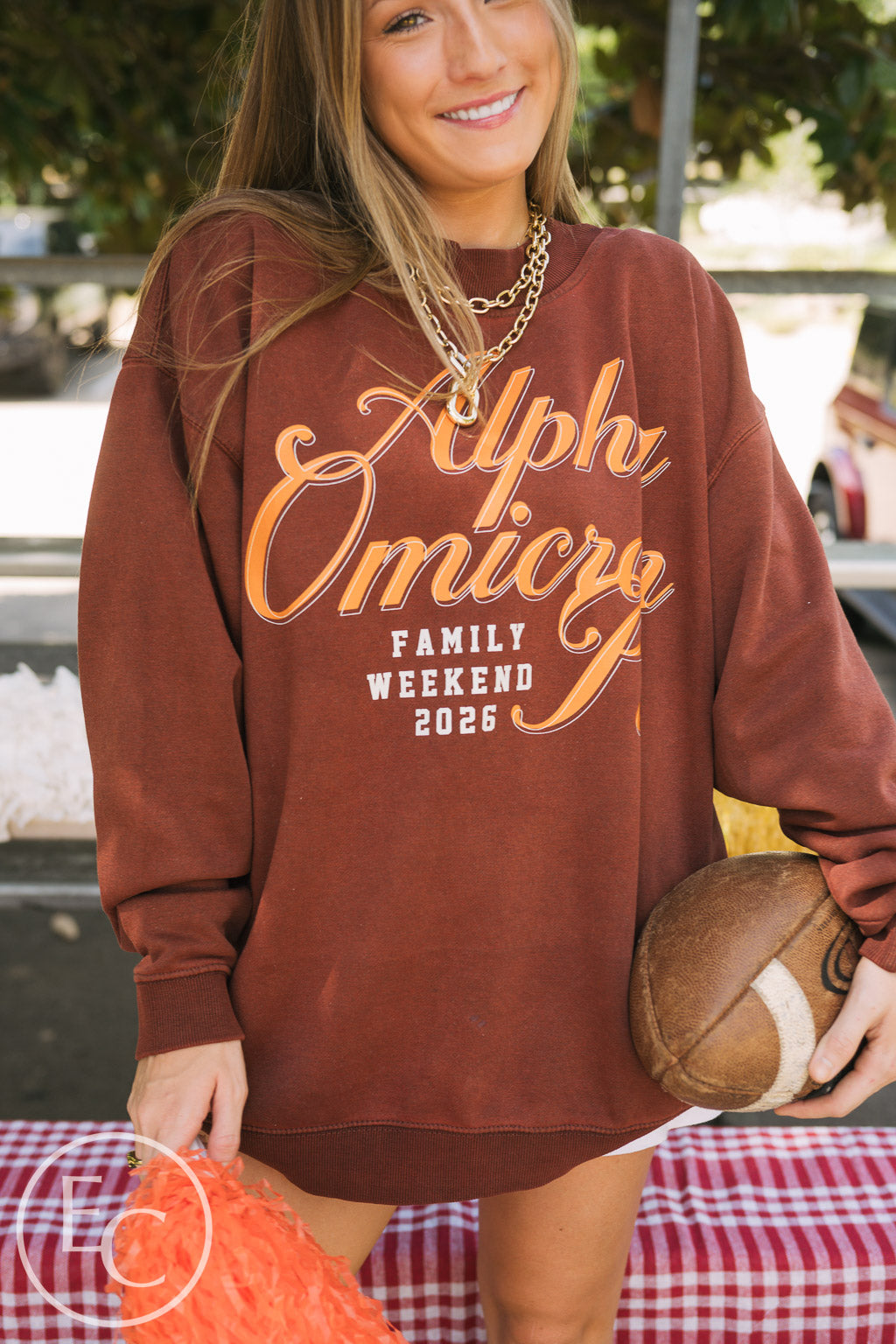 Alpha Omicron Pi Family Weekend Dark Maroon Mockneck
