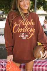 Alpha Omicron Pi Family Weekend Dark Maroon Mockneck
