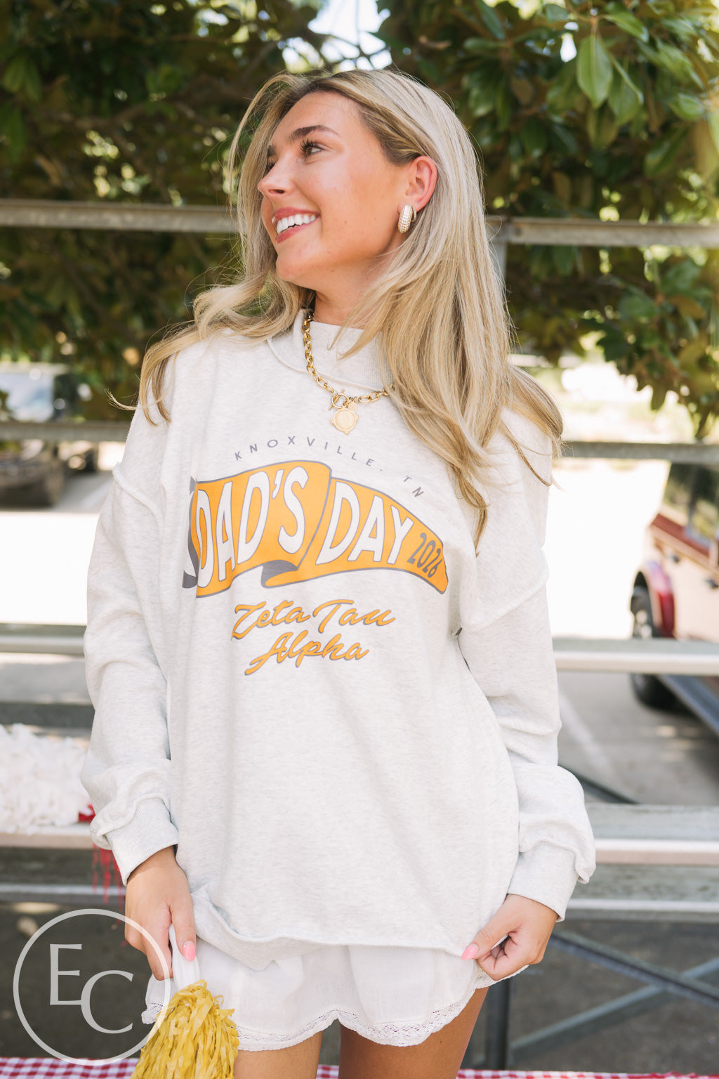 Zeta Tau Alpha Dad's Day Gray Reversible Mockneck